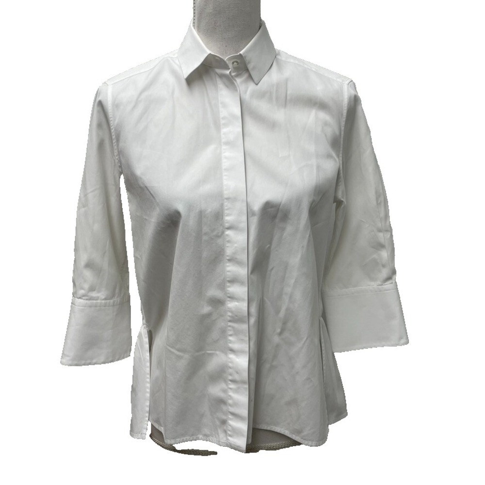 Valentino Button Up Blouse Top Womens 6 White Relaxed Designer Old Money Neutral